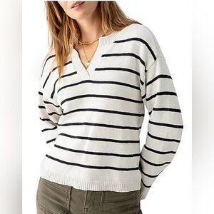 Sanctuary Chill Vibes Stripe Cotton V-Neck Sweater. Plus size‎ 3X